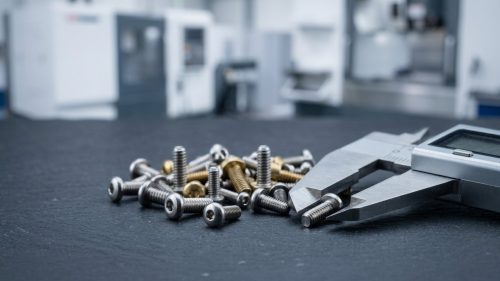 Custom micro screws machined on CNC lathe close-up