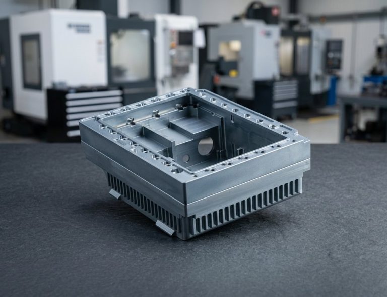 Bead-blasted anodized aluminum housing with chamfered deburred edges