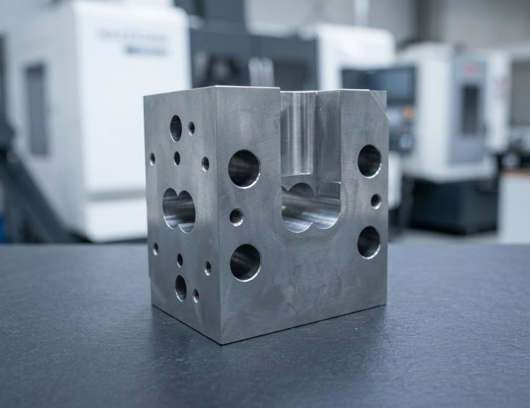 Thermally deburred aluminum manifold block with smooth cross-hole