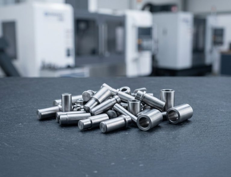 Vibratory tumbled small CNC machined pins with rounded edges