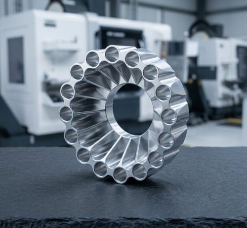 Deburred aluminum CNC machined part with smooth finished edges