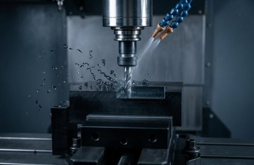 CNC machining Delrin AF PTFE filled plastic block operation