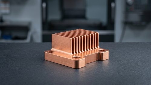 Density of copper shown on machined copper heat sink block