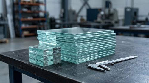 Stacked glass sheets illustrating density of glass measurement