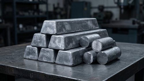 Raw lead ingots showing dull gray surface, illustrating does lead rust