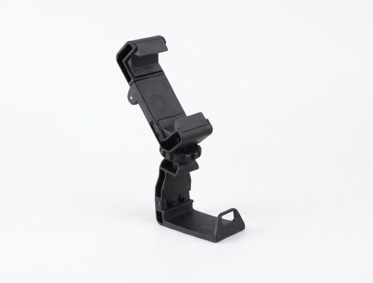 Black plastic drone mounting bracket with adjustable clamp
