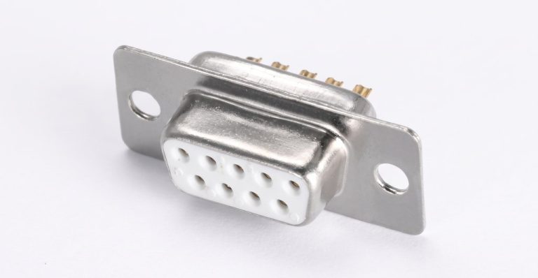 Metal DB9 connector with mounting bracket and pins