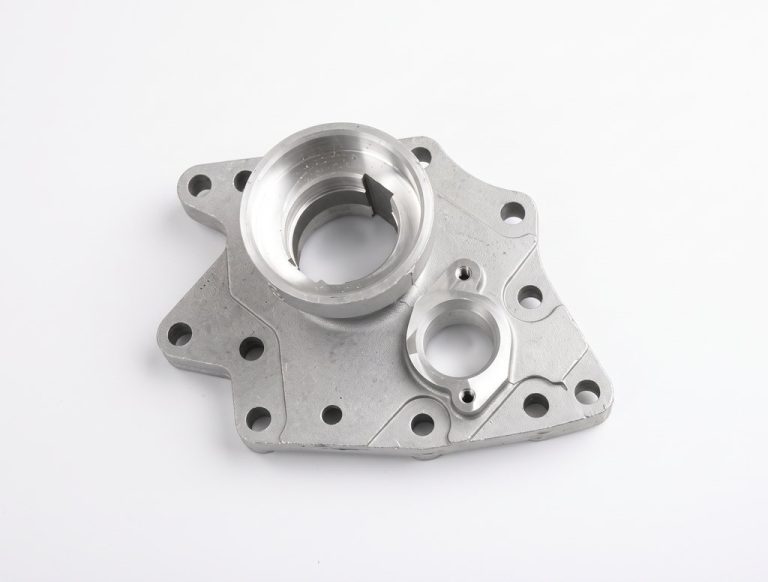 CNC machined aluminum housing with multiple mounting holes