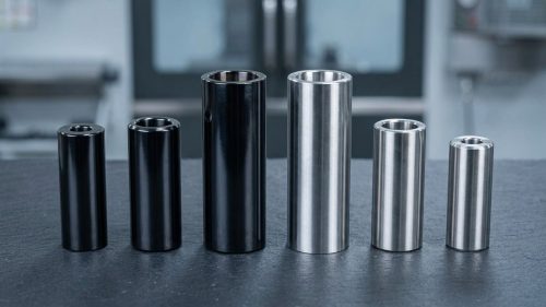 Steel bushings showing QPQ coating finish versus bare metal