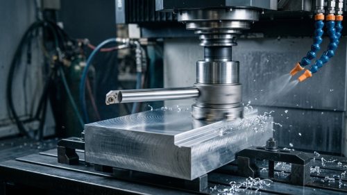 Fly cutter tool facing an aluminum workpiece on a CNC mill