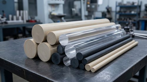 Stacked polymer rods illustrating glass transition temperature of polymers