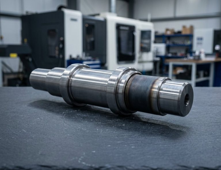 Induction hardened steel shaft journal after heat treatment process