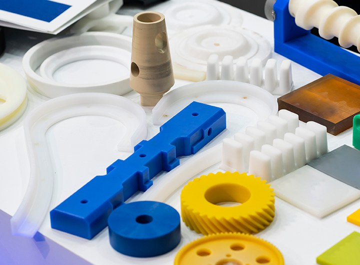 CNC machined engineering plastic parts in several colors