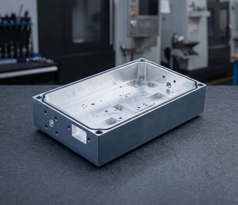 Billet aluminum electronics enclosure with O-ring groove on worktable