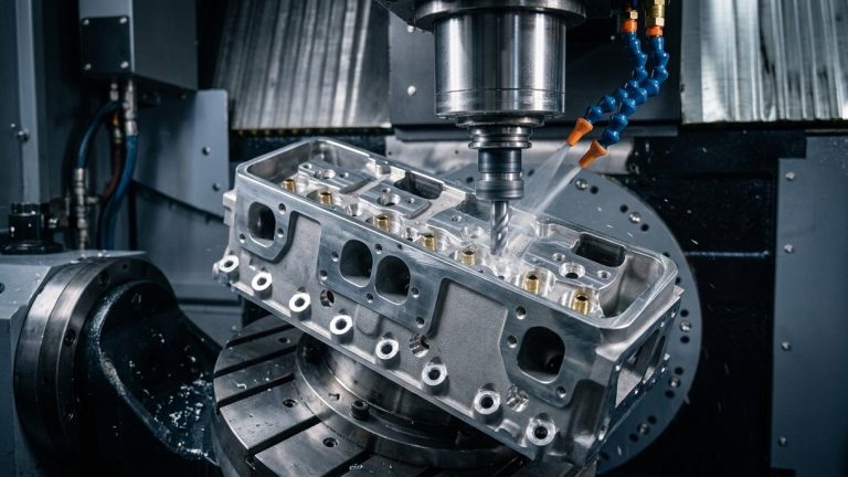 CNC machining aluminum cylinder head for high performance engine