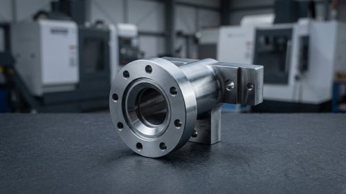Heavy steel flanged housing illustrating CNC machining for mining parts