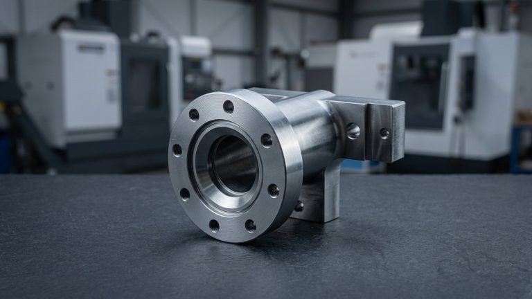 Heavy steel flanged housing illustrating CNC machining for mining parts
