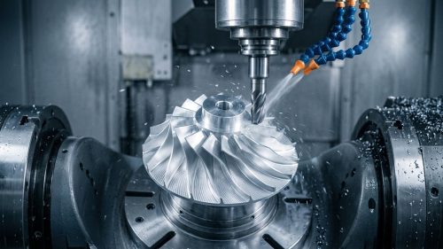 5-axis CNC milling of a precision aluminum impeller blade