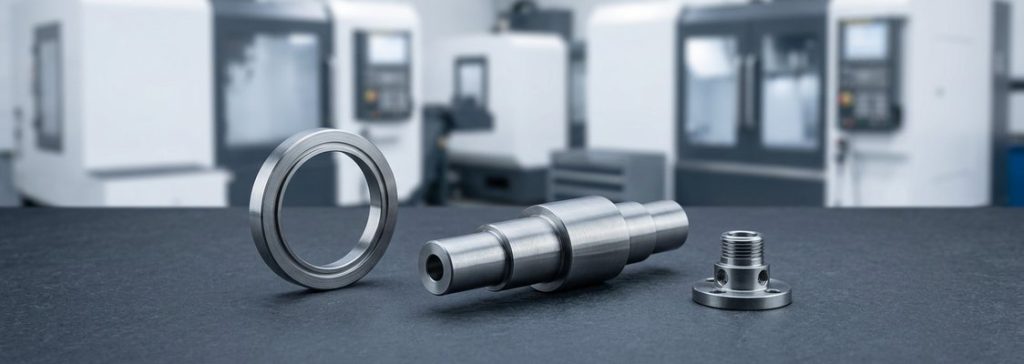 Finished Inconel 718 machined components on dark table