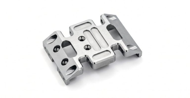 CNC machined metal bracket with precision holes and slots