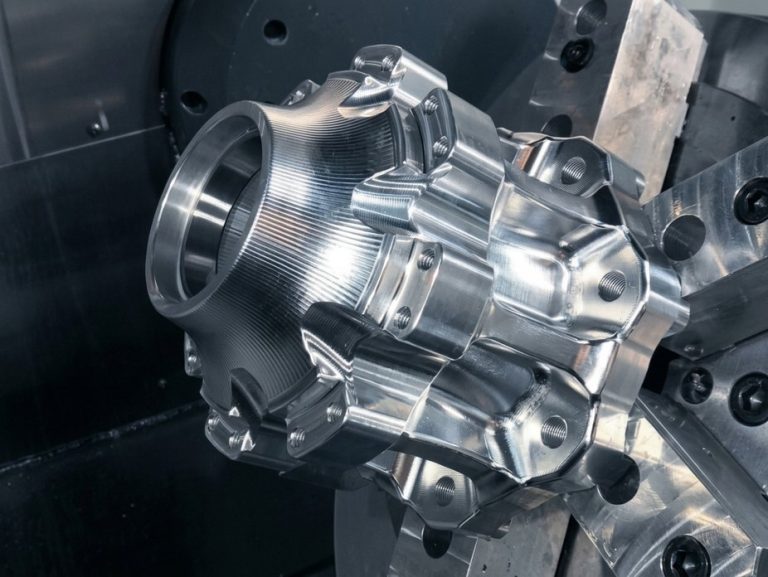 Complex aluminum automotive housing machined on CNC mill