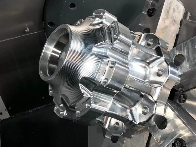 Large complex aluminum part CNC machined in a machining center