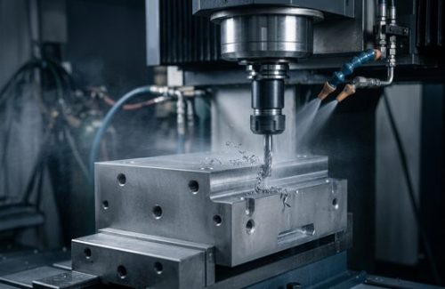 CNC machining Invar 36 block with milling cutter
