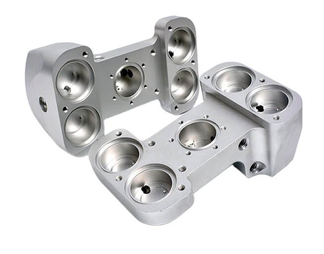 Cnc machined invar parts isolated on white