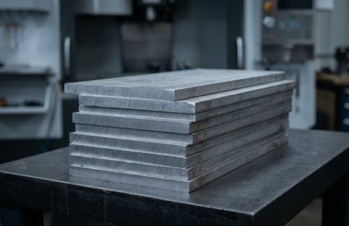 Raw Invar 36 plate stock before CNC machining