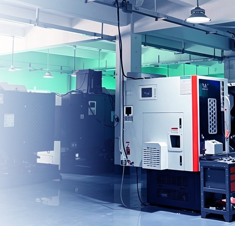 Rows of CNC milling and turning machines at DEK workshop