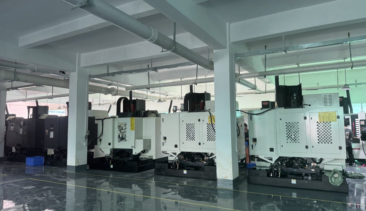 CNC machining workshop floor showing jobs at DEK factory