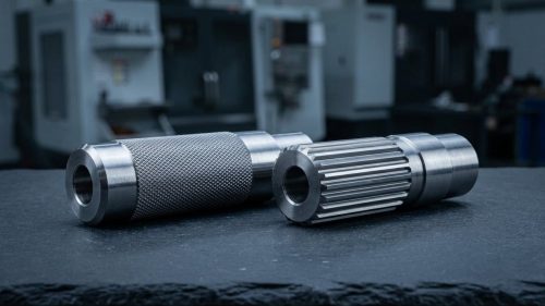 machined shaft comparing knurl texture and spline teeth geometry