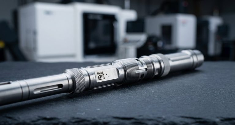 Annealed laser marking UDI code on titanium machined medical instrument
