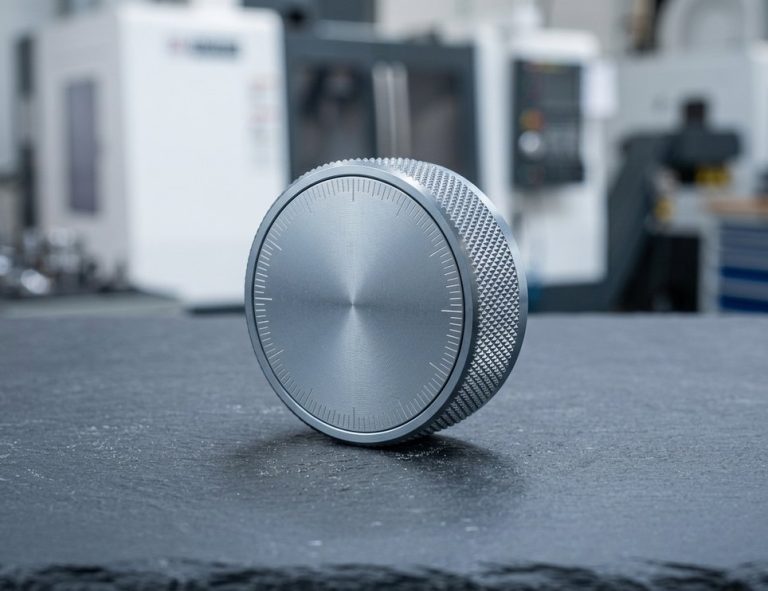 Laser-marked graduation scale on CNC machined aluminum knob