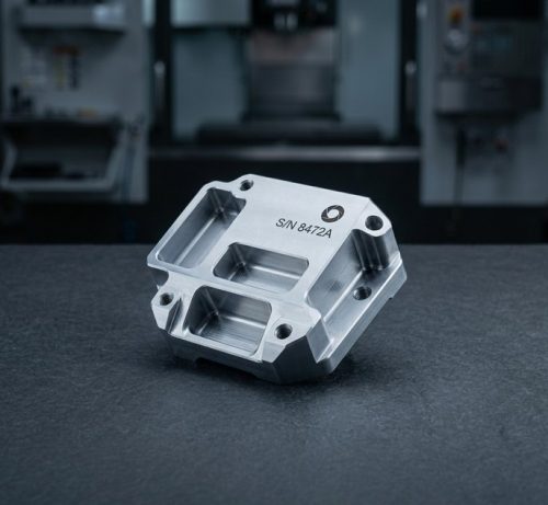 Laser marking finish on CNC machined aluminum housing part