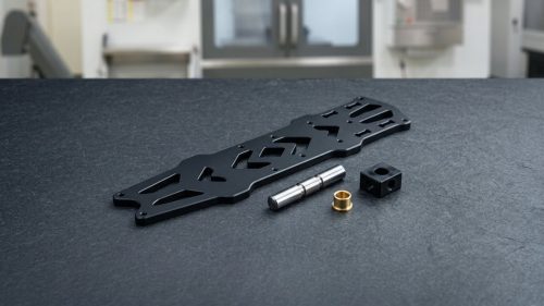 Various metal and plastic materials used in robotics components
