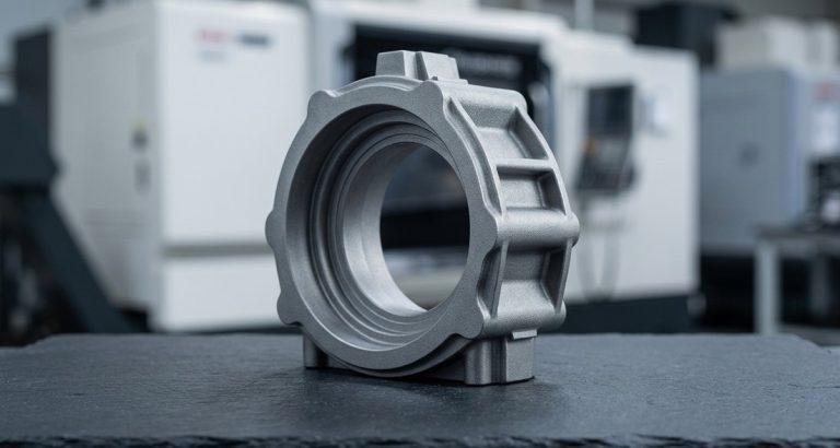 Matte bead blasted finish on machined aluminum chassis component