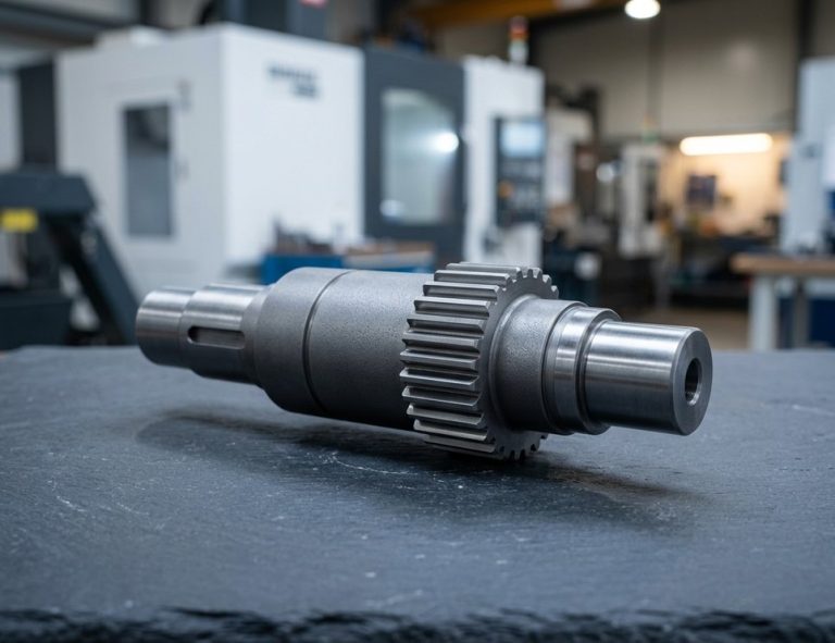 Shot peened finish on machined steel shaft and gear