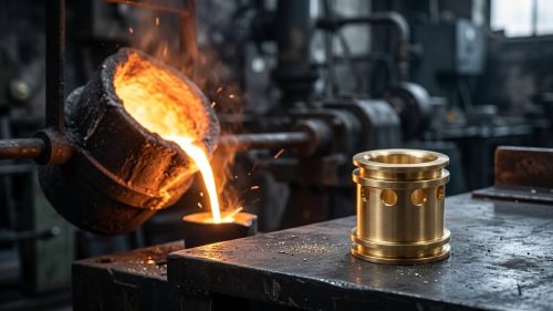 Molten brass pour illustrating the melting point of brass