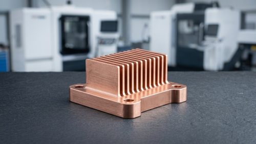 Machined copper heat sink illustrating the melting point of copper