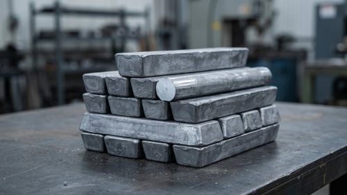 Solid lead ingots illustrating the melting point of lead