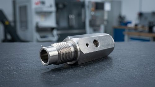 Metal burr along edge of CNC machined stainless steel fitting