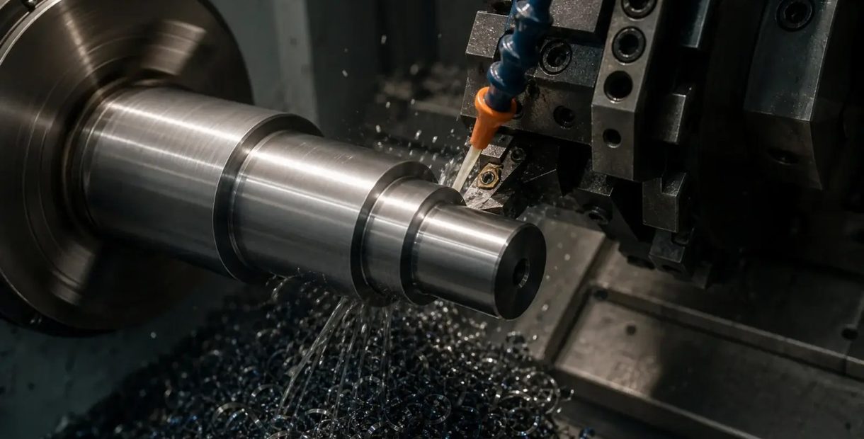 CNC turning of a mild steel stepped shaft