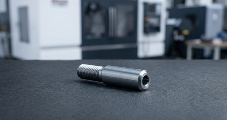 Carbon steel shoulder bolt machined fastener close-up