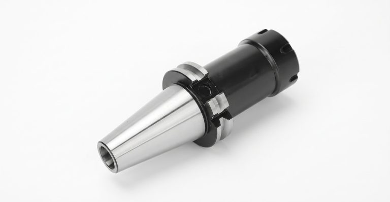 CNC machined tool holder with metallic and black finish