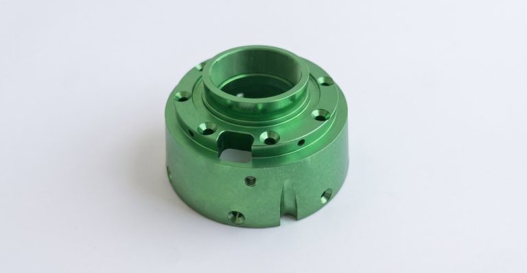 Green anodized aluminum CNC machined housing part