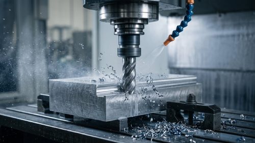 Carbide milling cutter tool cutting steel in CNC machine