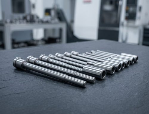 Precision ejector pins and sleeves on dark worktable