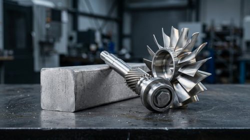 Nickel alloy ingot and machined part illustrating nickel melting point