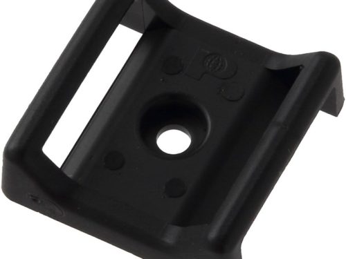 Black nylon plastic bracket with mounting holes